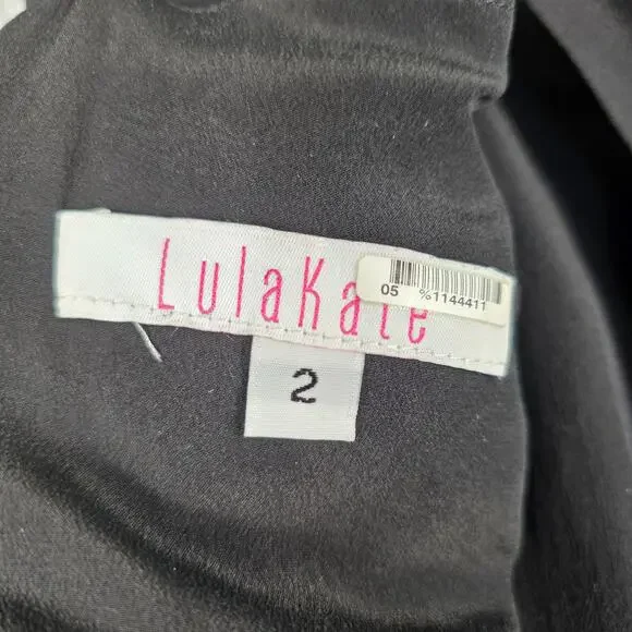 Lula Kate Black Silk Floor Length Cross Back Dress - Picture 4 of 7